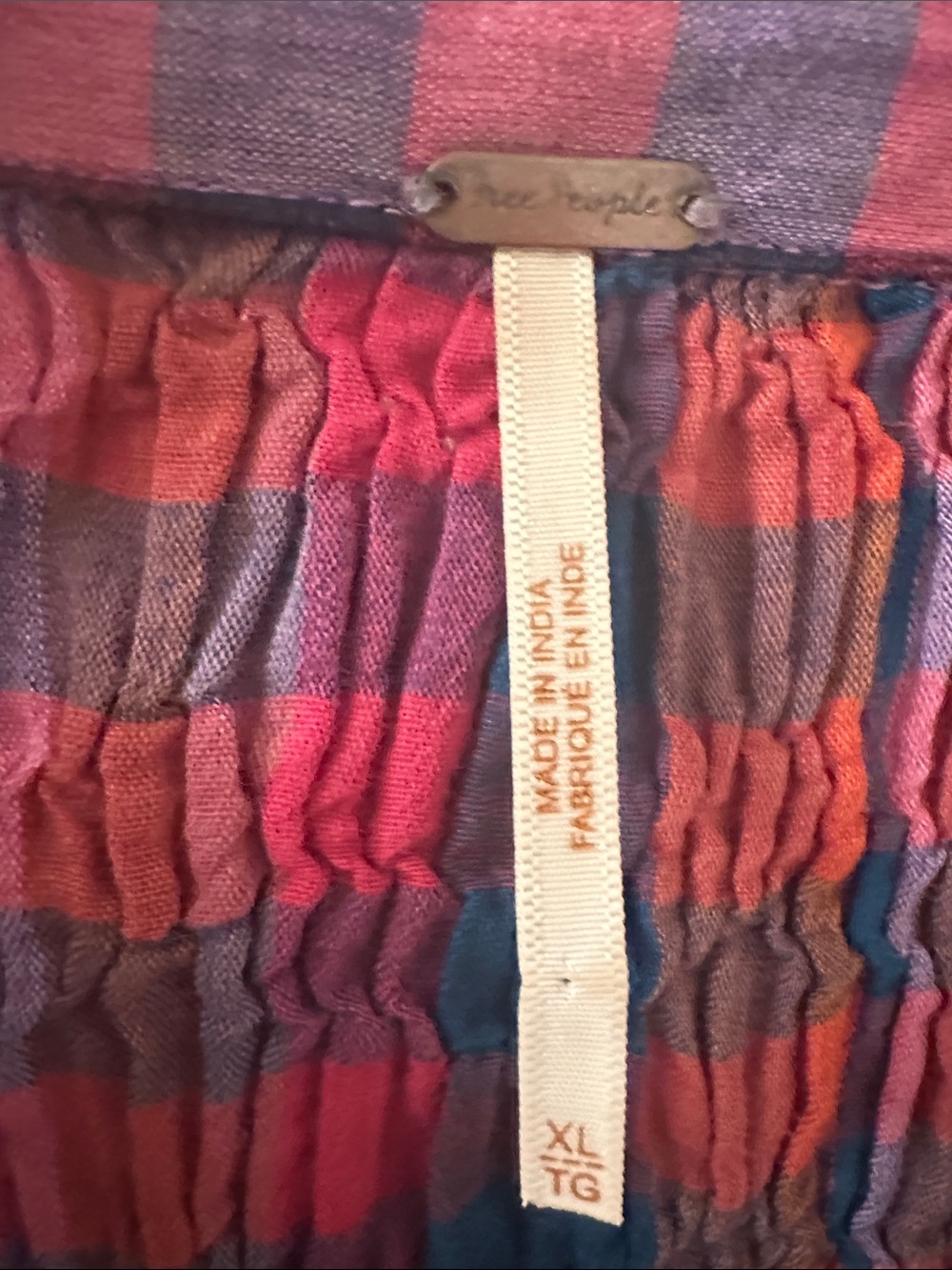 Free People Pink and Blue Plaid Smocked Tunic Dress - Picture 3 of 3